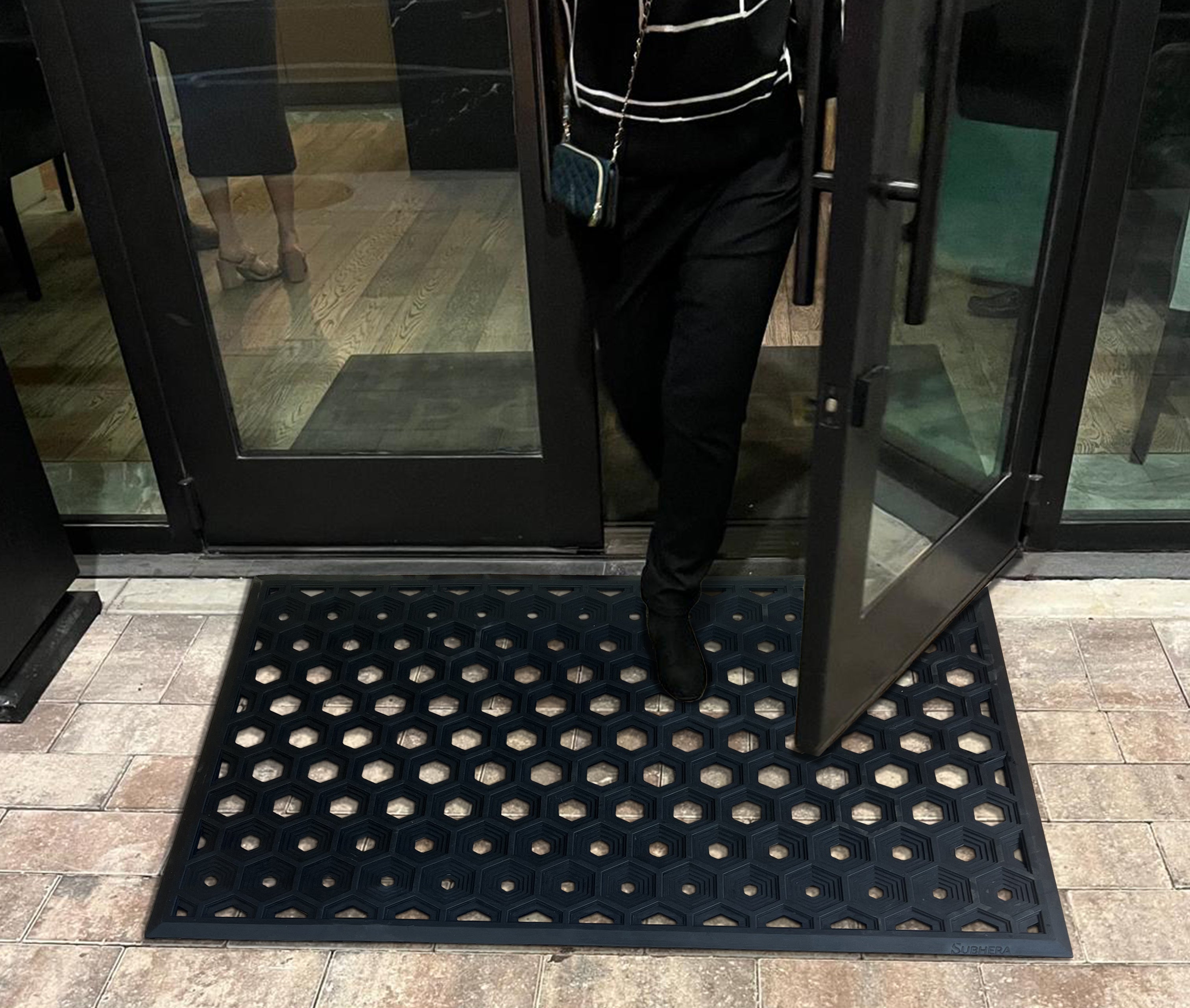 SUBHERA Rubber Extra Drain Multi Utility Mat – 36X60 Non-Slip Floor Mat