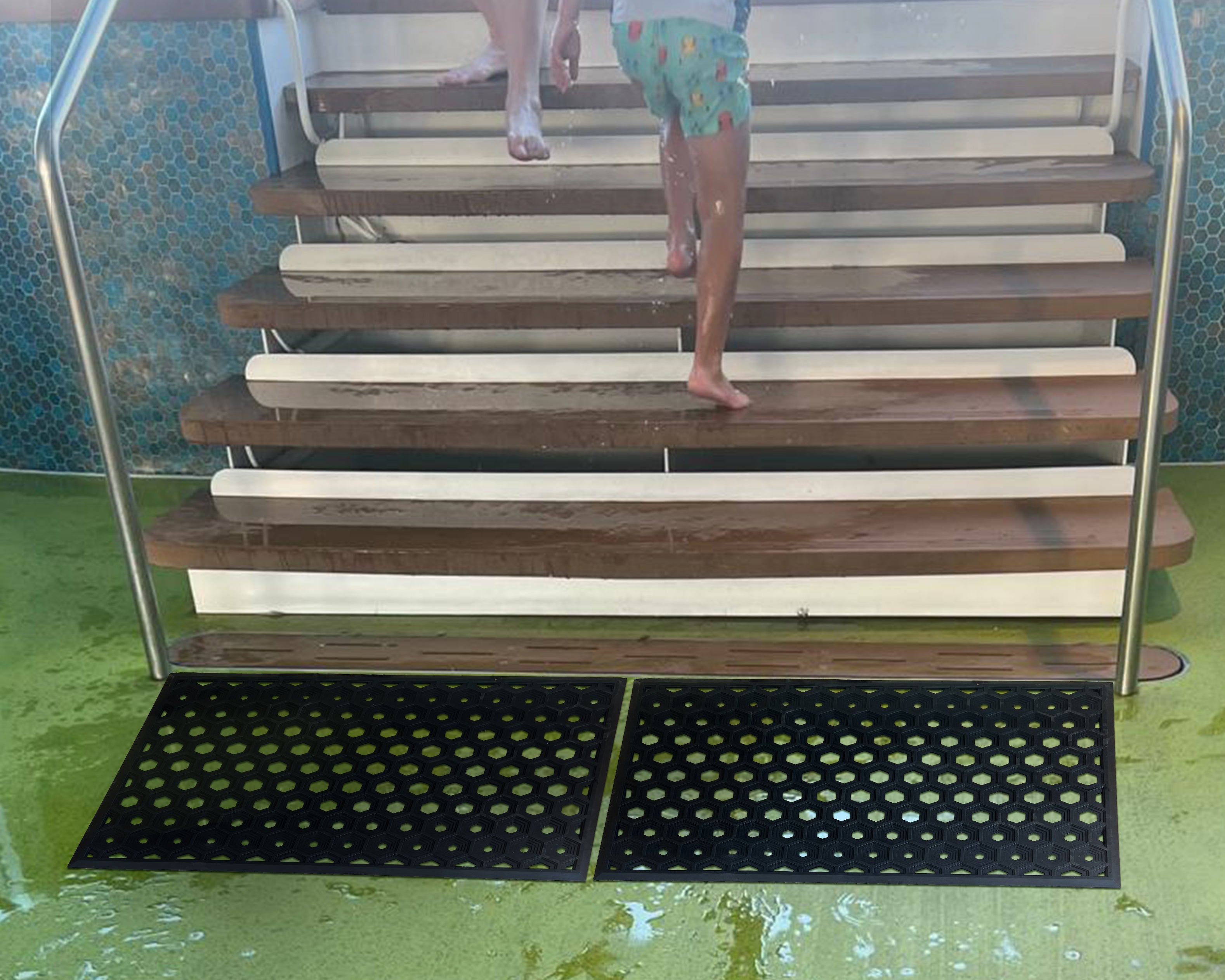 SUBHERA Hexa Drain Pool Mat 25X39 – Stylish Protection by the Water