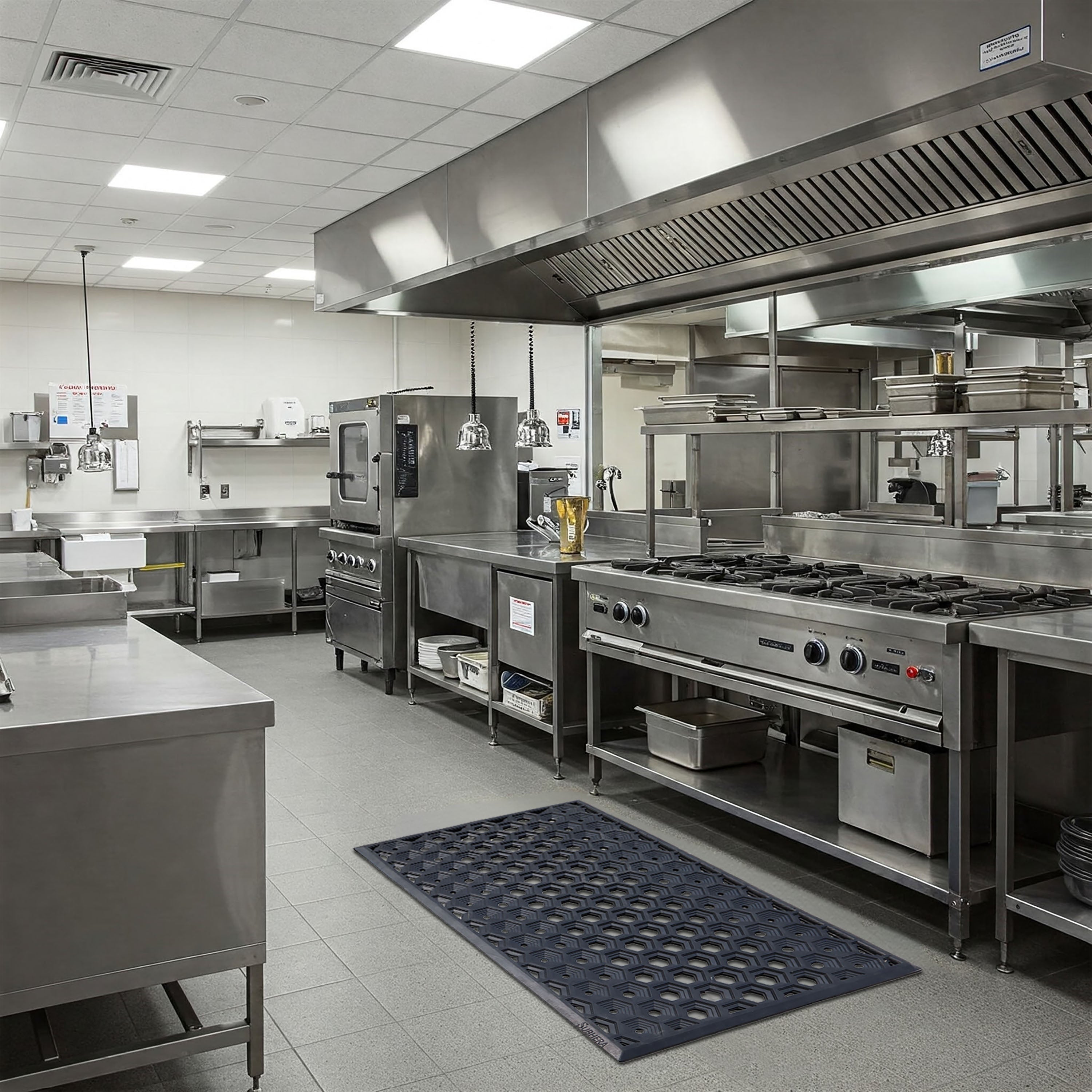SUBHERA Heavy-Duty 25X39 Drain Mat for Commercial Kitchens – Anti-Fatigue, Slip-Resistant Rubber Flooring for Workspaces