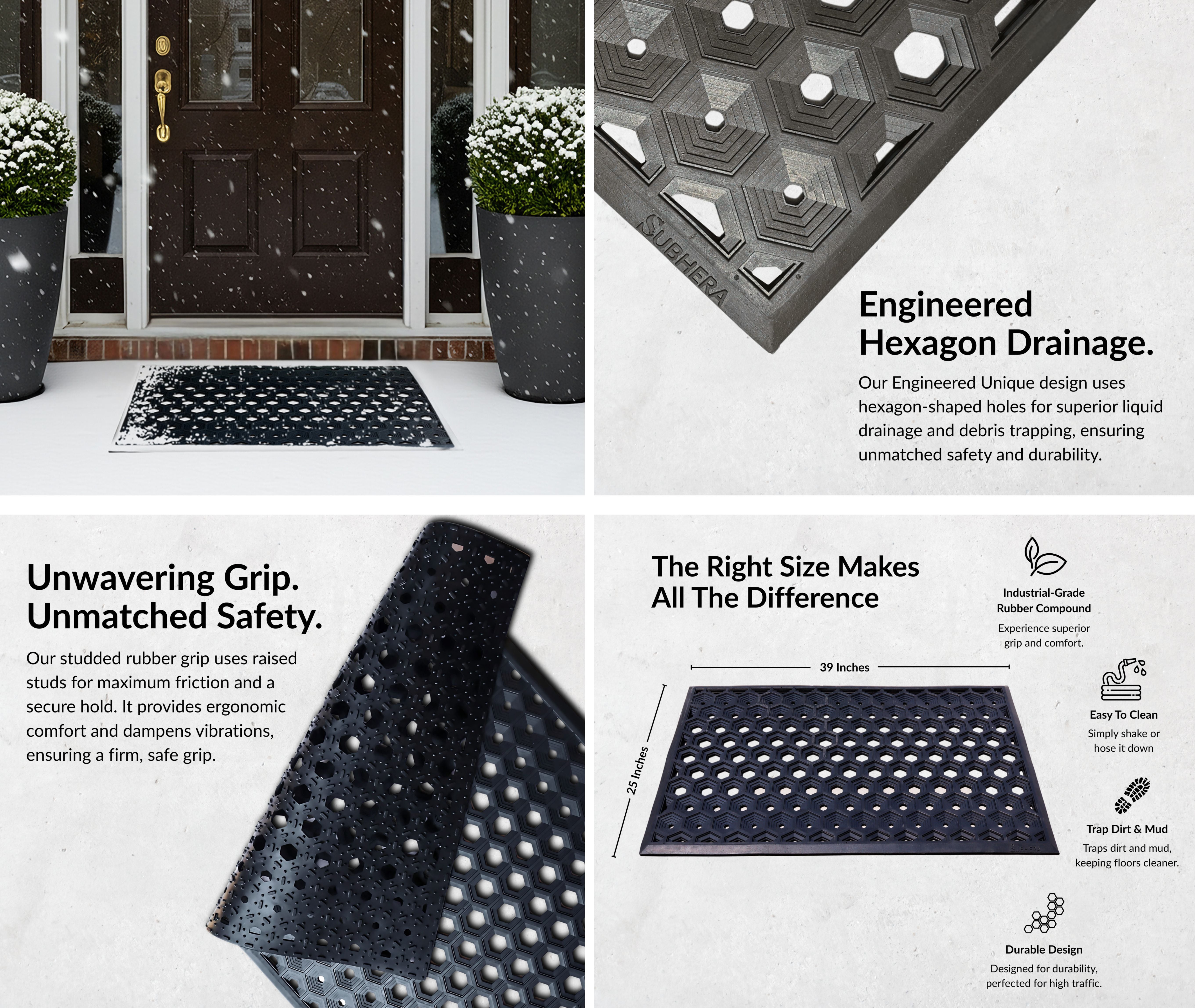 SUBHERA Heavy-Duty Anti-Fatigue Outdoor Mat – Slip-Resistant Safety for Wet Work Areas Use 25"X39 and 36"X60