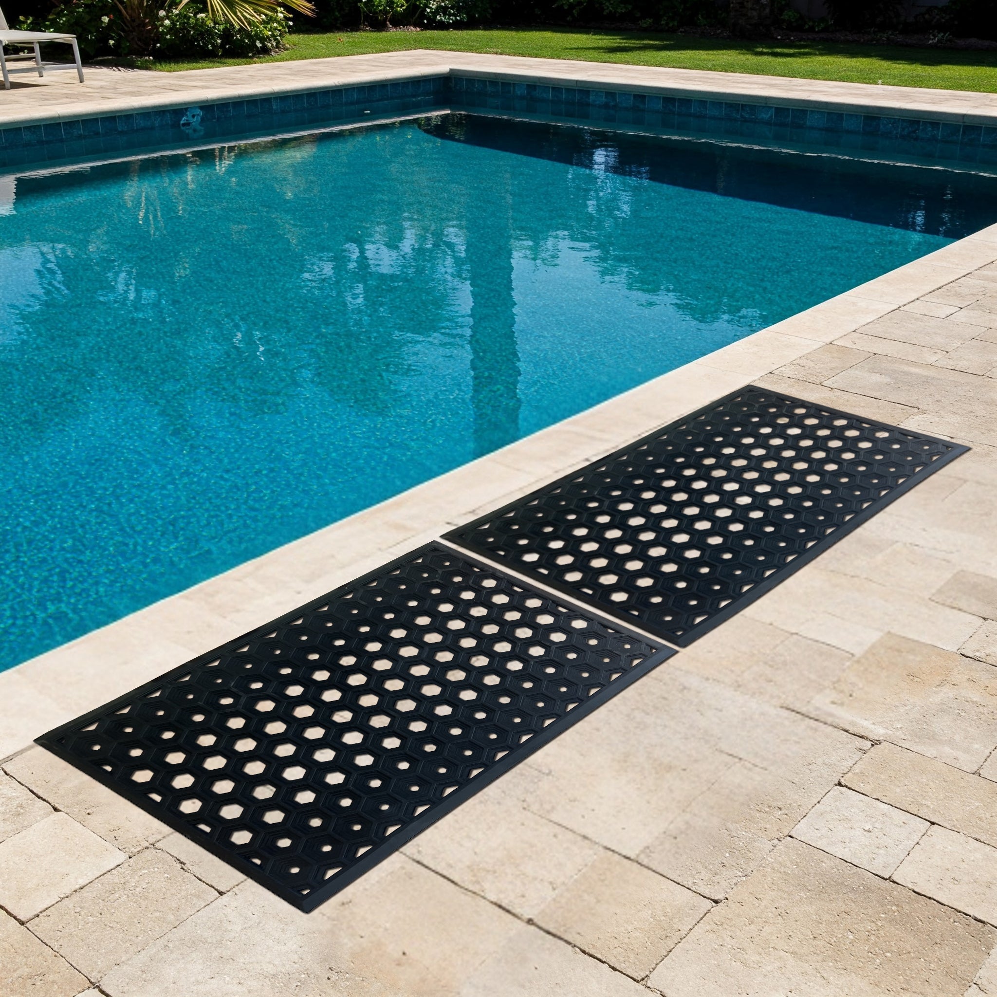 Subhera Outdoor Rubber Mat – 25X39 Honeycomb Design for Pool Area