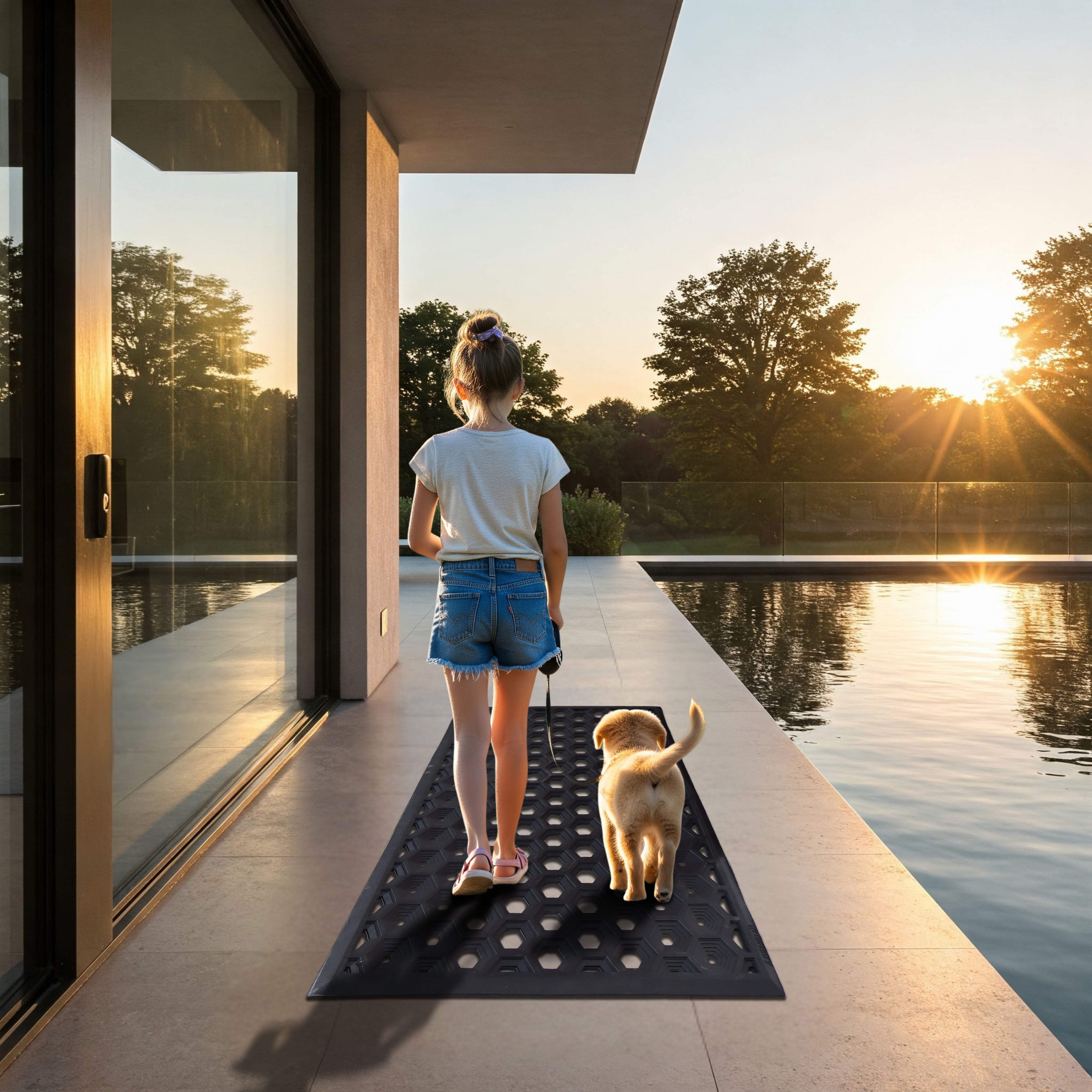 SUBHERA Hexa Drain Pool Mat 25X39 – Stylish Protection by the Water