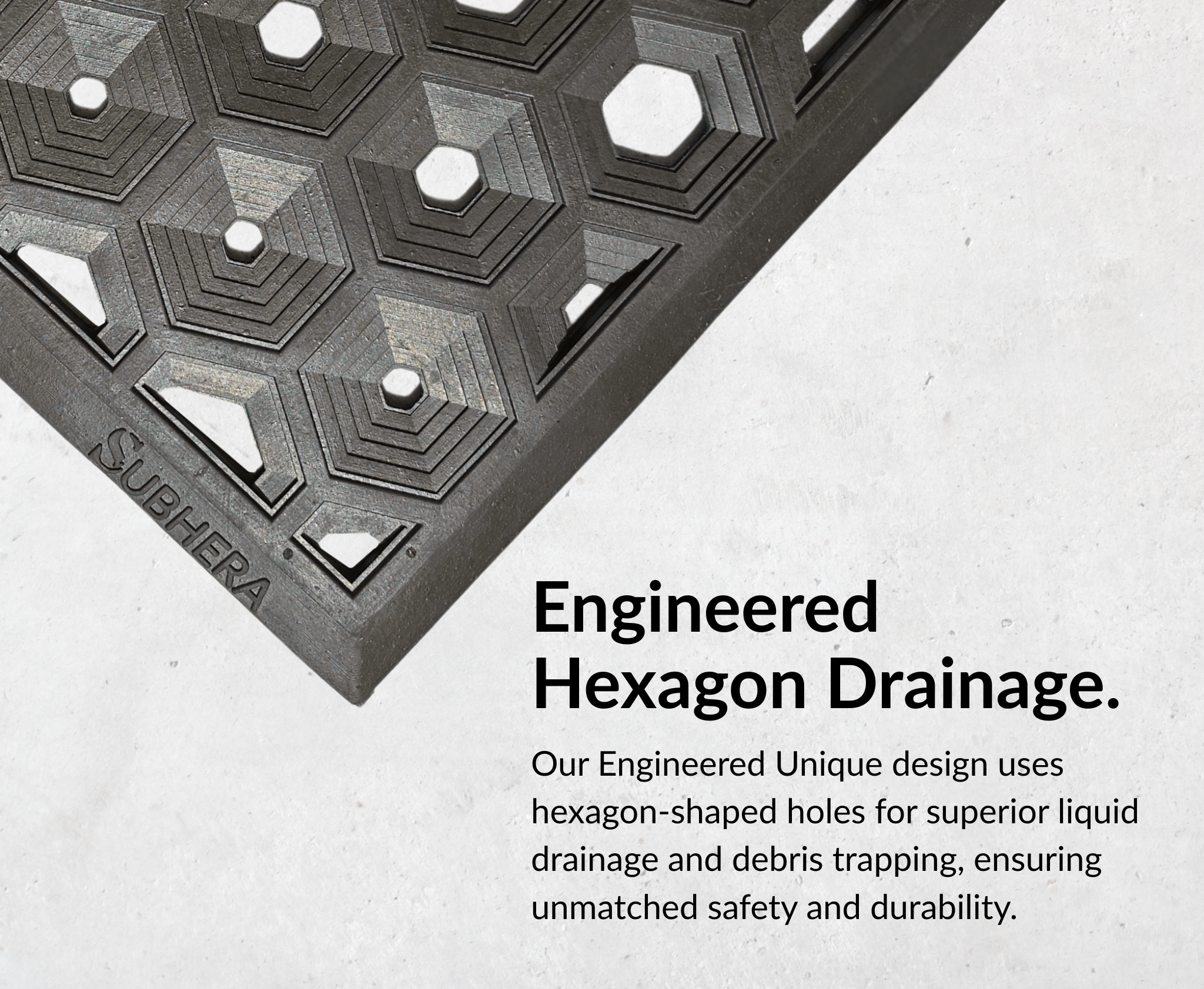 SUBHERA Heavy-Duty 36X60 Rubber Kitchen Mat – Anti-Fatigue, Non-Slip Drainage Mat for Professional Workspaces