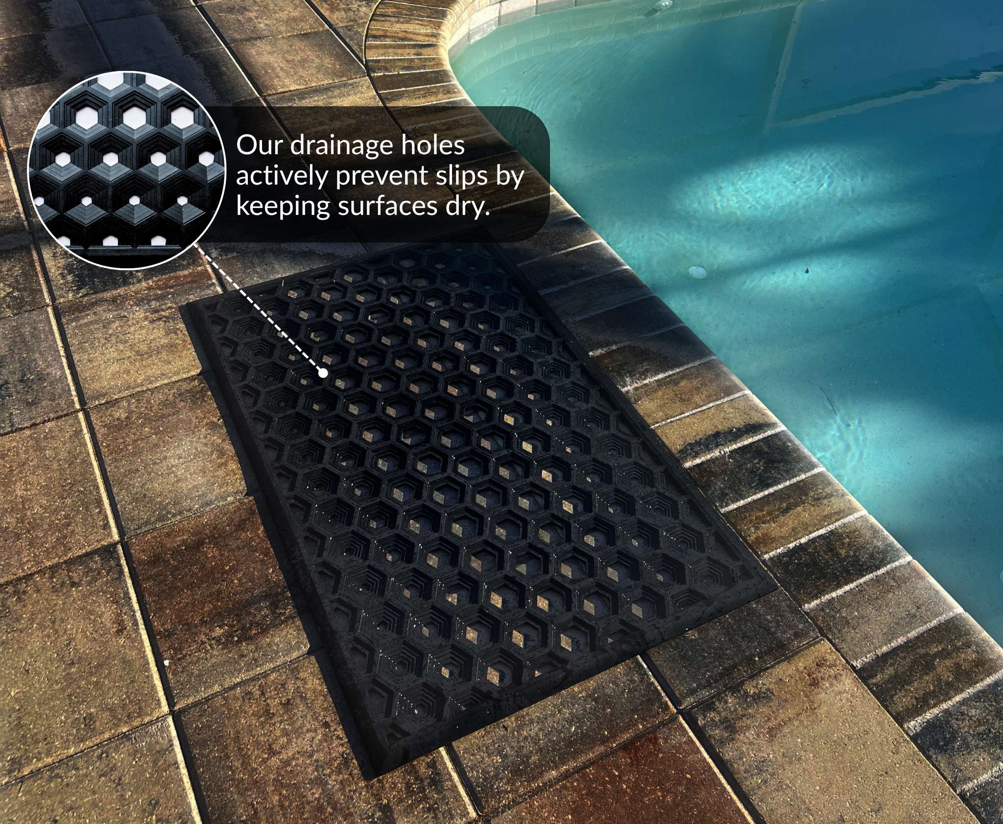 SUBHERA Hexa Drain Pool Mat 25X39 – Stylish Protection by the Water