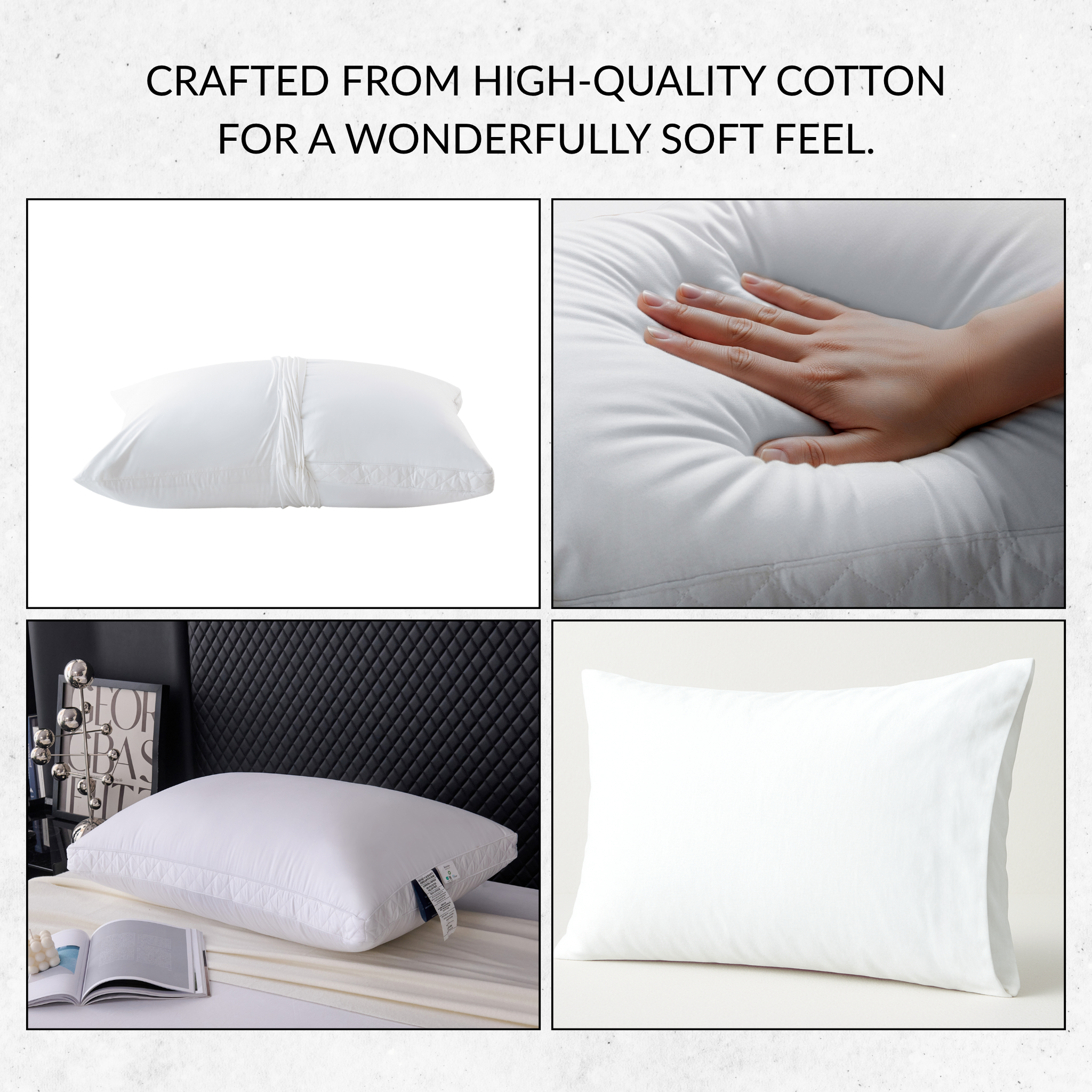 SUBHERA Organic Cotton Bed Pillow (20x36) with Pillowcase – 2" Quilted Gusset Support for All-Night Comfort
