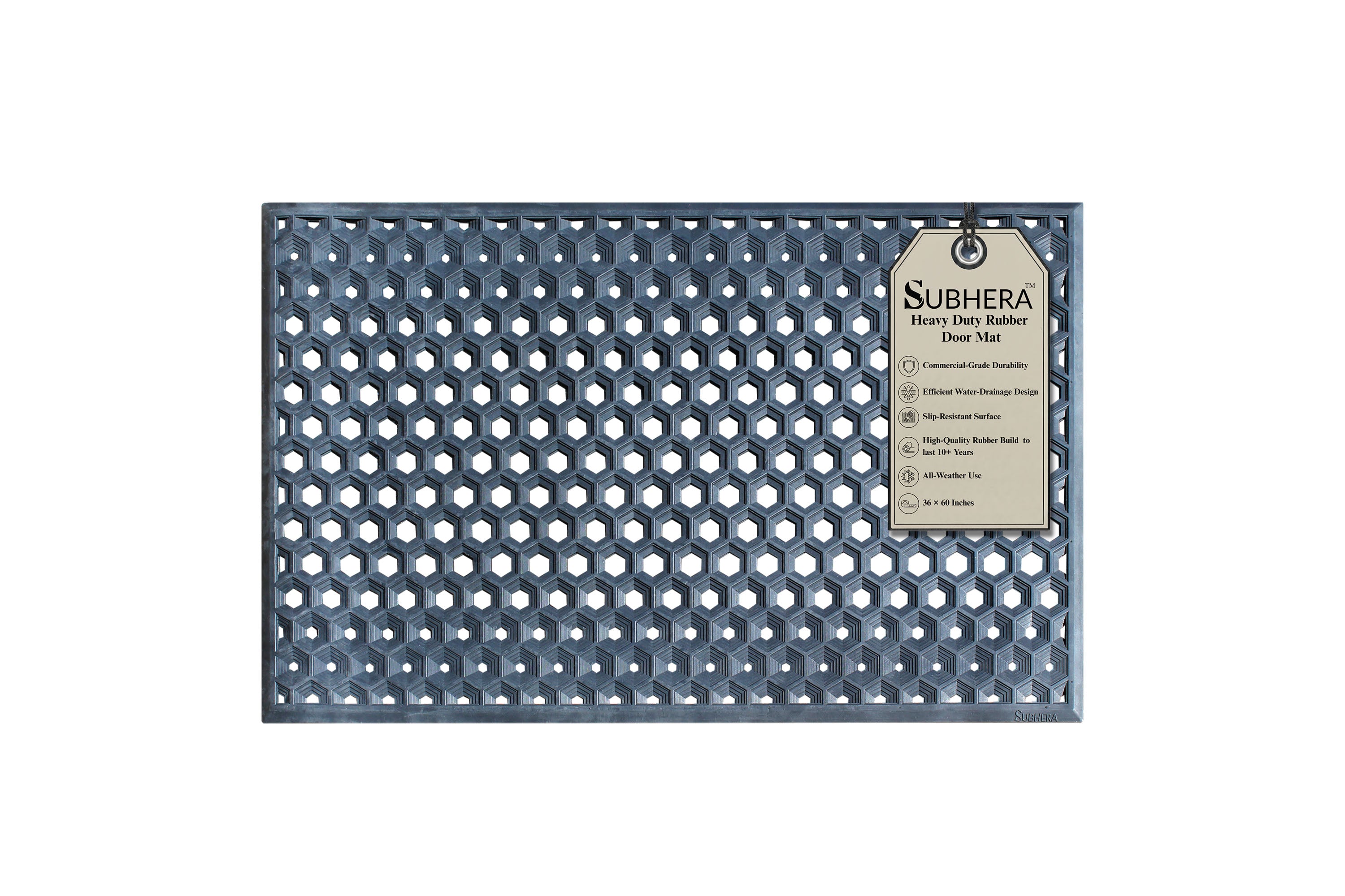 SUBHERA Rubber Extra Drain Mat – 36X60 Non-Slip Floor Mat