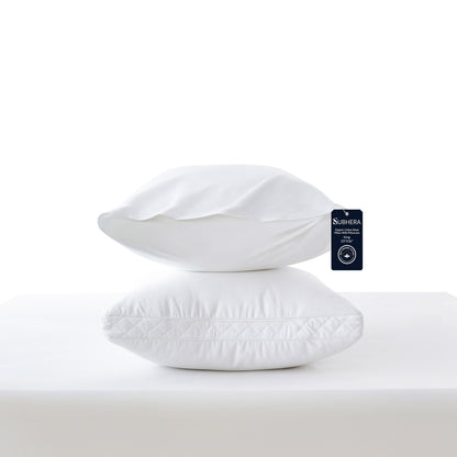 SUBHERA Organic Cotton Bed Pillow (20x36) with Pillowcase – 2" Quilted Gusset Support for All-Night Comfort
