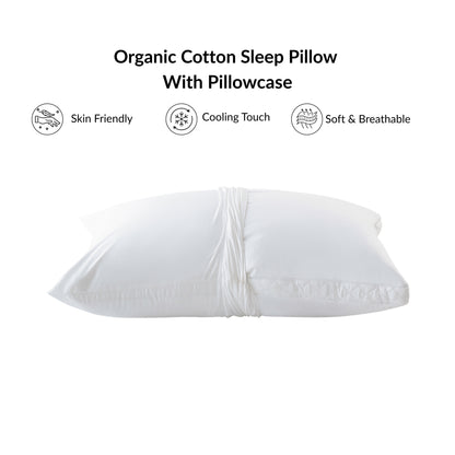 SUBHERA Organic Cotton Bed Pillow (20x30) with pillowcase – 2" Quilted Gusset Support for All-Night Comfort
