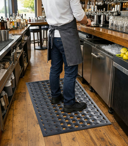 SUBHERA Heavy-Duty 36X60 Rubber Kitchen Mat – Anti-Fatigue, Non-Slip Drainage Mat for Professional Workspaces