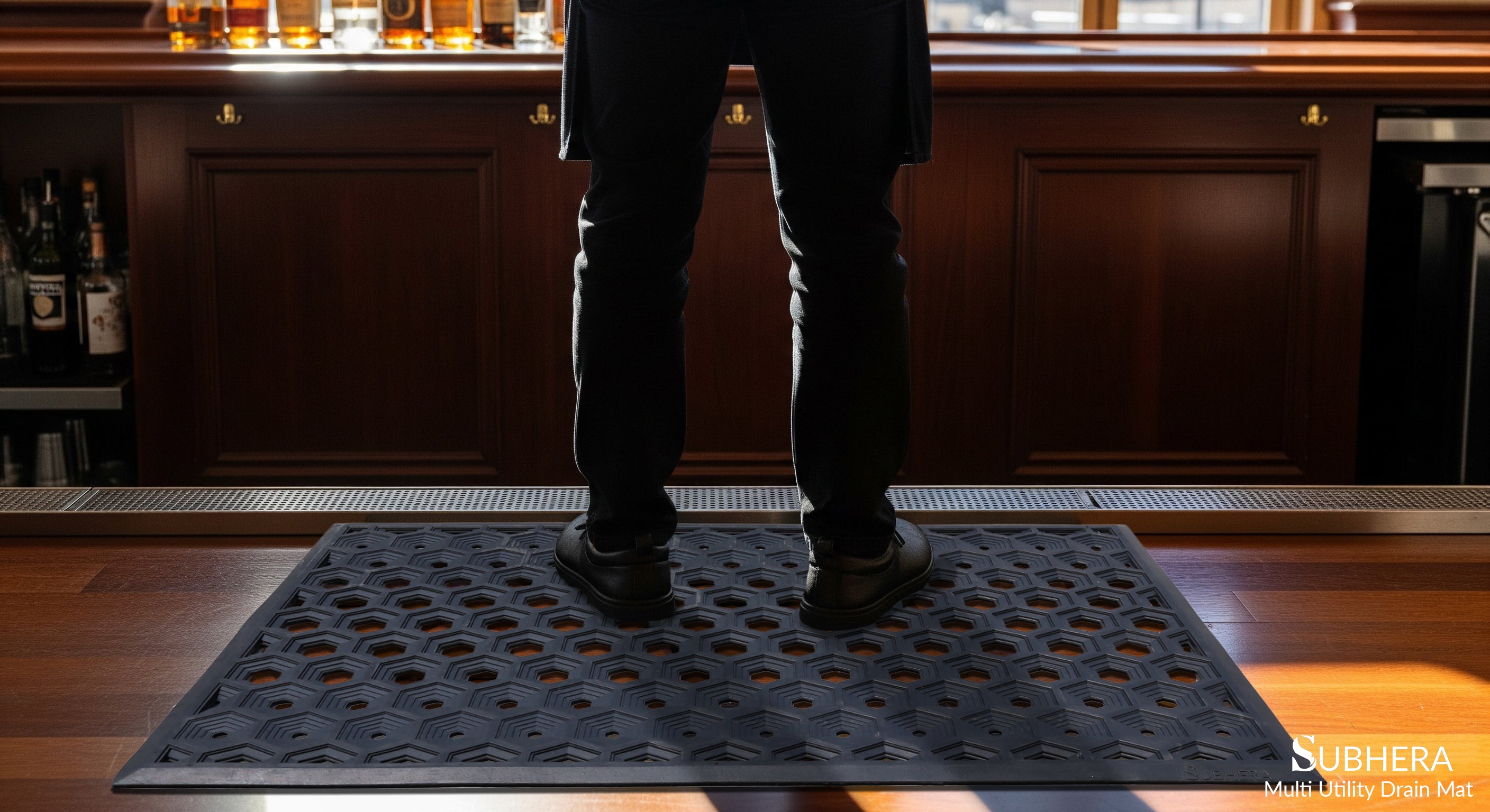 SUBHERA Premium 36X60 Bar Mat – Anti-Slip Rubber Comfort for Restaurants, Bars & Hospitality Areas